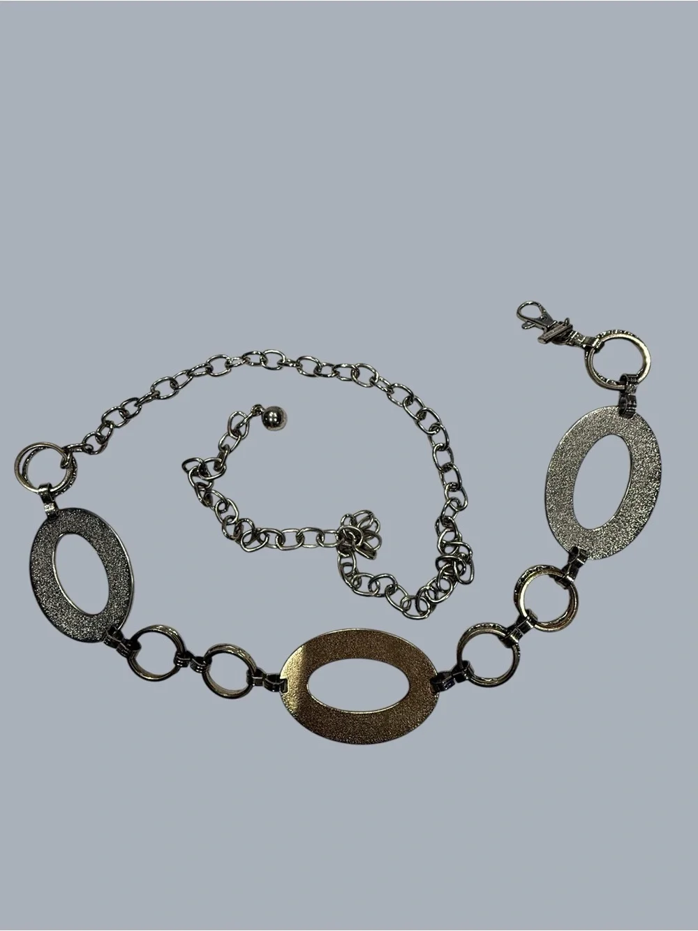 Belt Hammered Silver & Gold Tone Adjustable Chain 50 in by Chicos